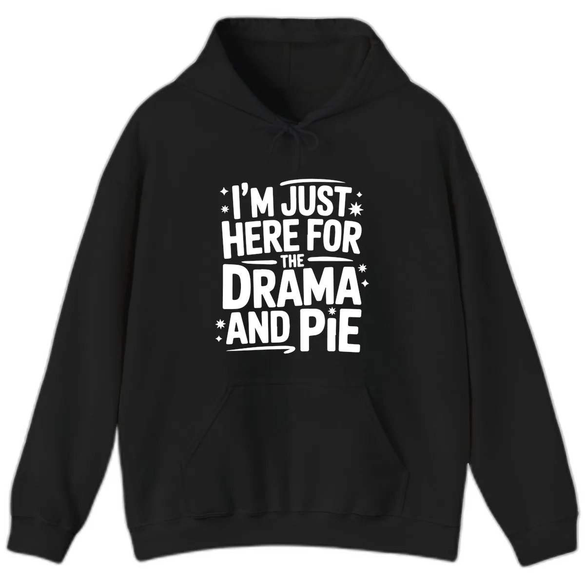 Here For The Drama And Pie Hoodie in Black